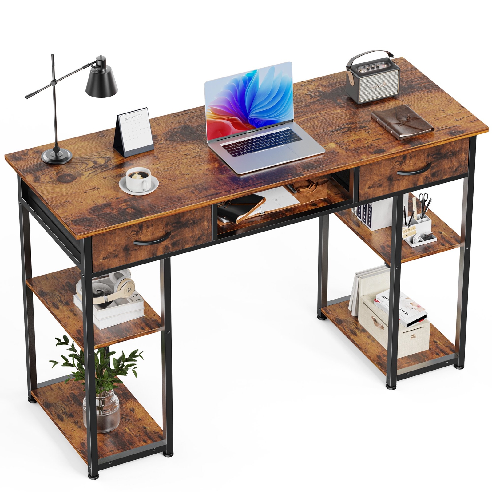 JHK 48 inch Home Office Small Computer Desk Small Table with 3 Fabric Drawers gallery