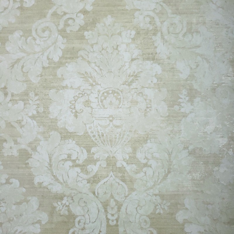Victorian Wallpaper brass Gold Metallic off white beige damask Textured plaster gallery