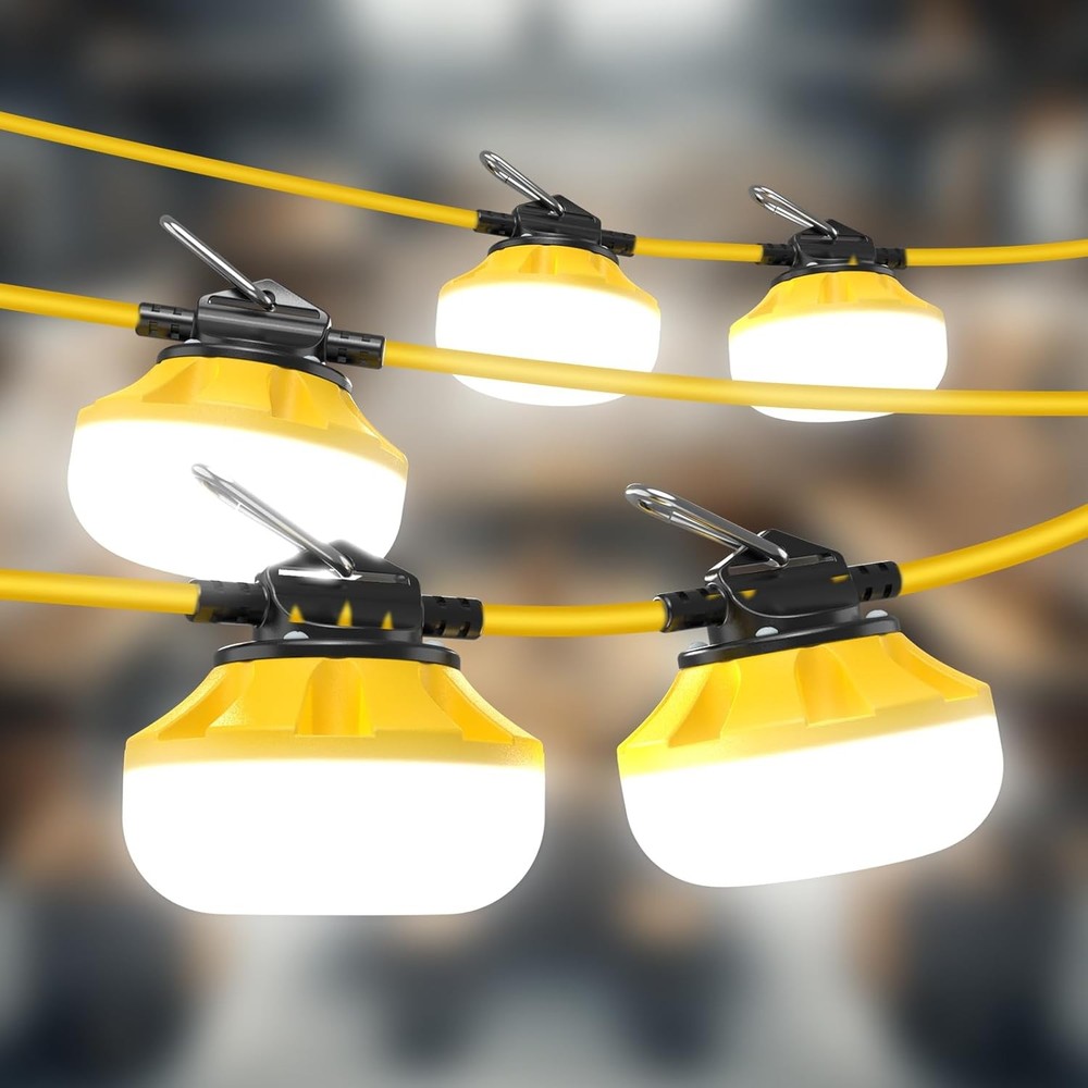 LED Construction String Lights: 50FT IP65 Waterproof ETL Certified Crawl Space L
