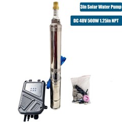 3″ Solar Pump Submersible Pump Bore DC 48V 500W Deep Well Pump + MPPT Controller