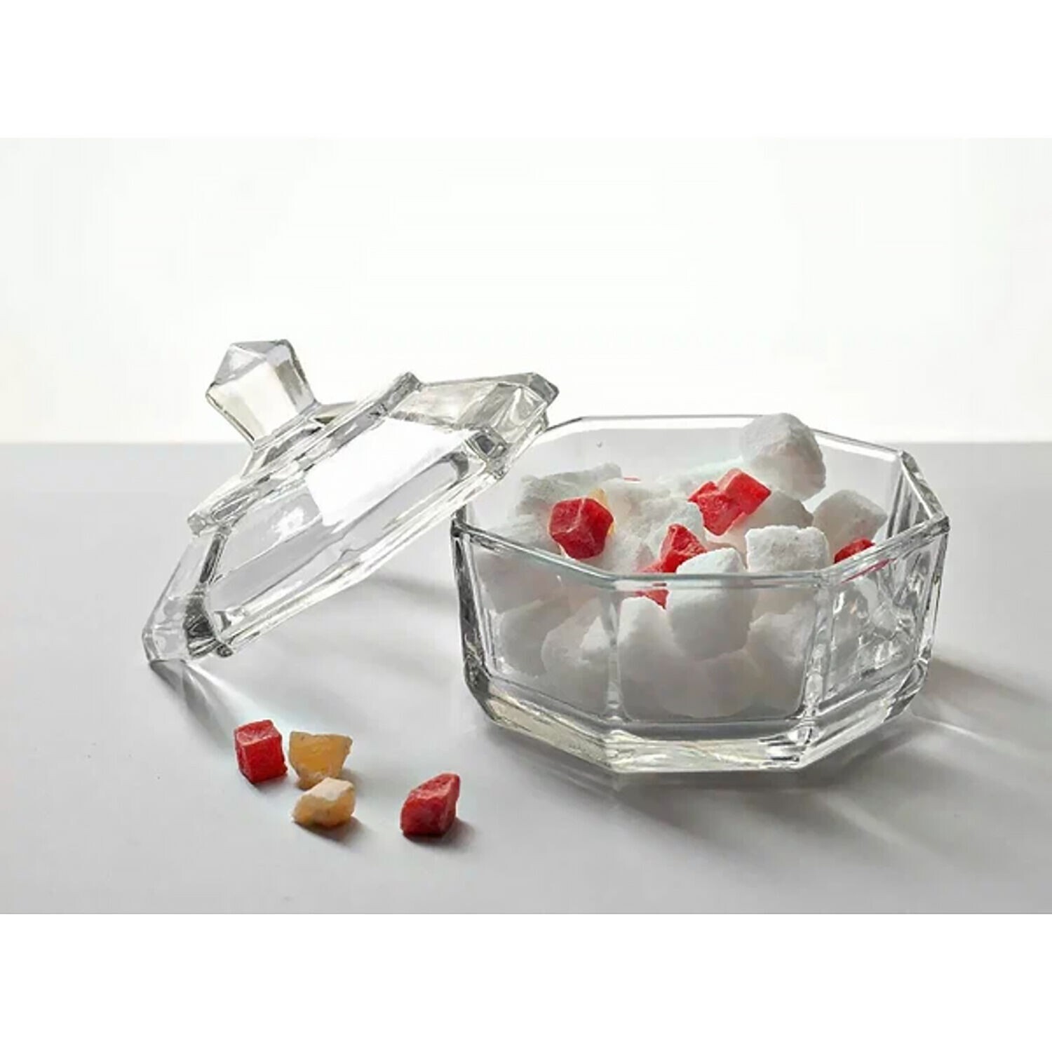 Luminarc Octime Lidded Bowl, Faceted Octagone Sugar Bowl, Glass Bowl with Lid gallery