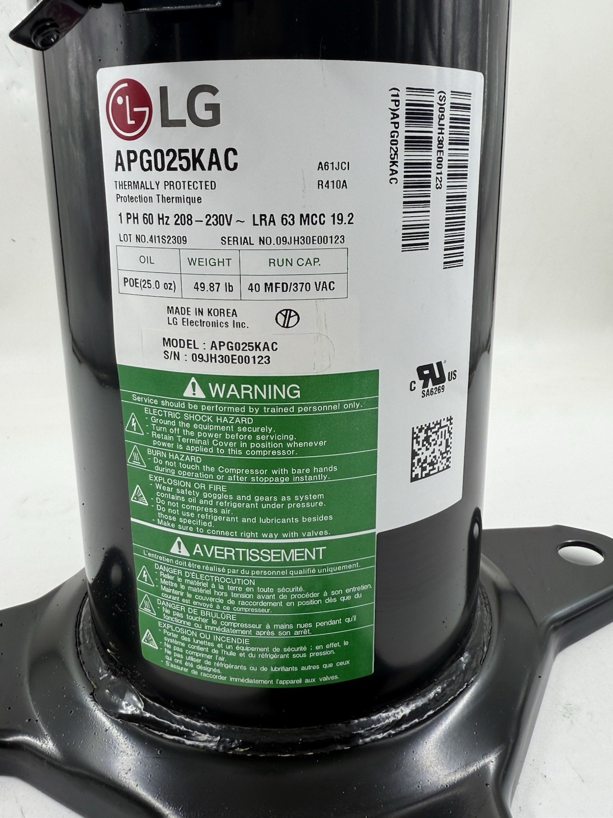 LG APG025KAC R410A SCROLL COMPRESSOR 2 TON REPLACES ZP24K6E-PFV ZP25K6E-PFV gallery