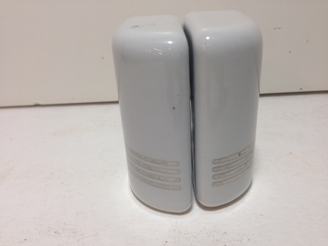 CERAMIC WHITE & SILVER SALT & PEPPER SHAKERS RETRO STYLE ART DECO HOME DECOR gallery