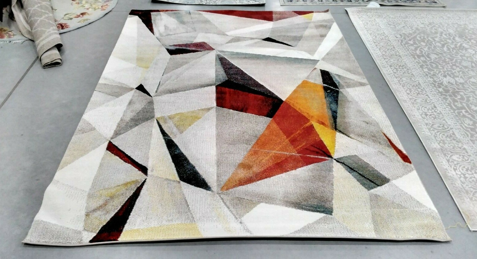 GREY / ORANGE 6'-7" X 9' Pulled Threads Rug, Reduced Price 1172713132 PRL6940F-6 gallery