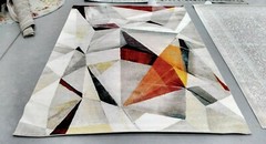 GREY / ORANGE 6′-7″ X 9′ Pulled Threads Rug, Reduced Price 1172713132 PRL6940F-6