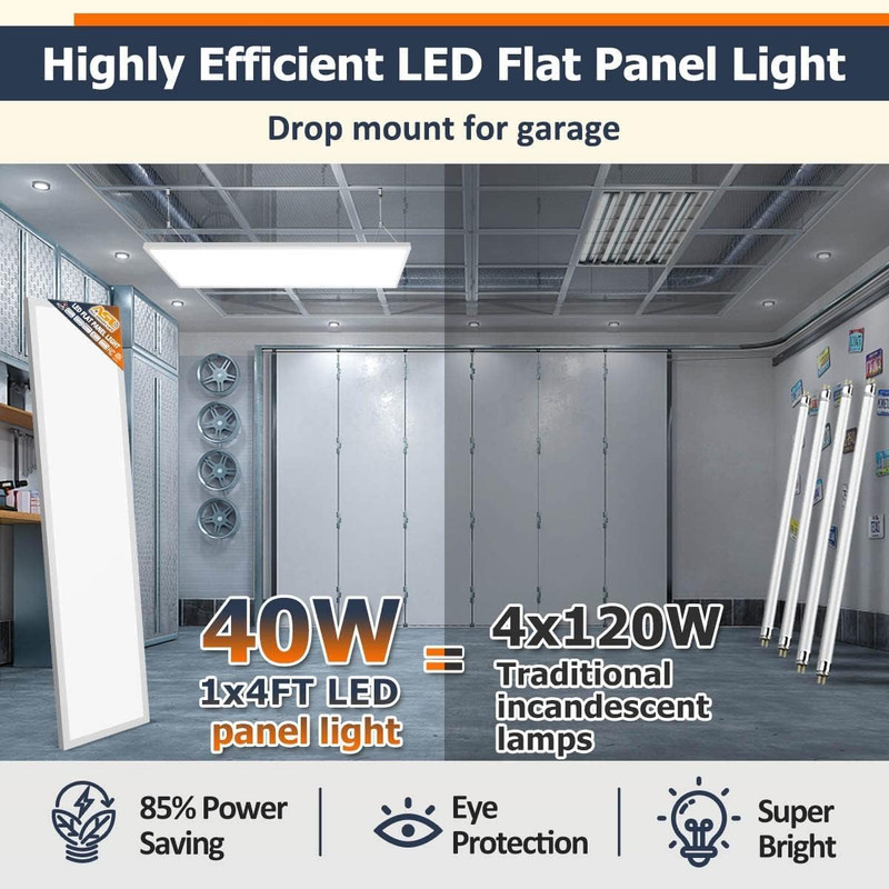 4-Pack Dimmable 1X4 LED Flat Panel Light, 5CCT, 4980LM for Office & Kitchen gallery