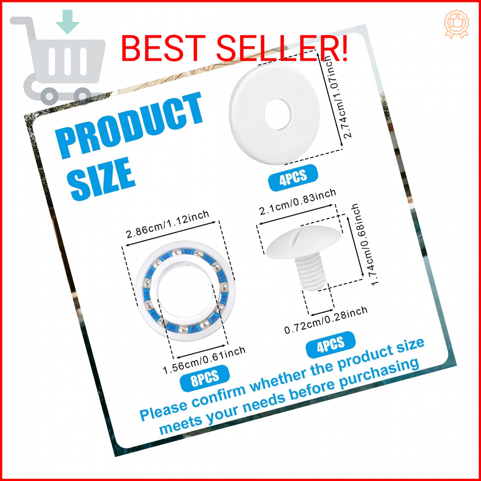 PEUTIER Pool Cleaner Rebuild Kit, Includes 8pcs Wheel Ball Bearings C60, 4 Wheel gallery