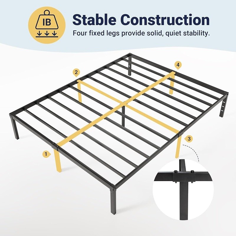 Metal Bed Frame W/ Storage Minimalist Design Easy Assembly Squeak Resistant New gallery