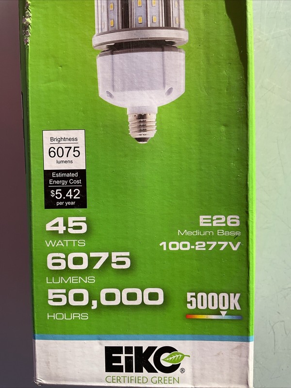 New In Box EiKo LITESPAN LED HID Replacement Lamp Corn Light 45W E26 Medium gallery