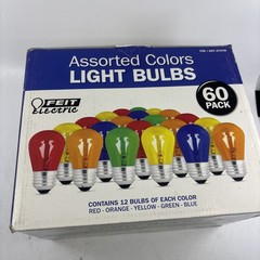Feit Electric Assorted Colors Light Bulbs 60 Pack – Red, Orange, New in Box