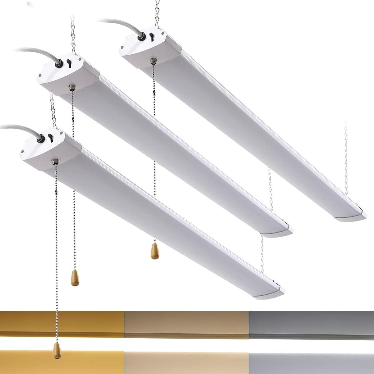 3 Pack 4Ft 48W LED Shop Light Linkable Integrated Ceiling Fixture 5000K-3000K gallery