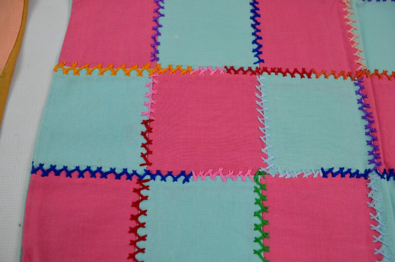 Handmade Patchwork Sofa Pillow Covers Pink & Blue / Orange Blue 14" x 15" gallery