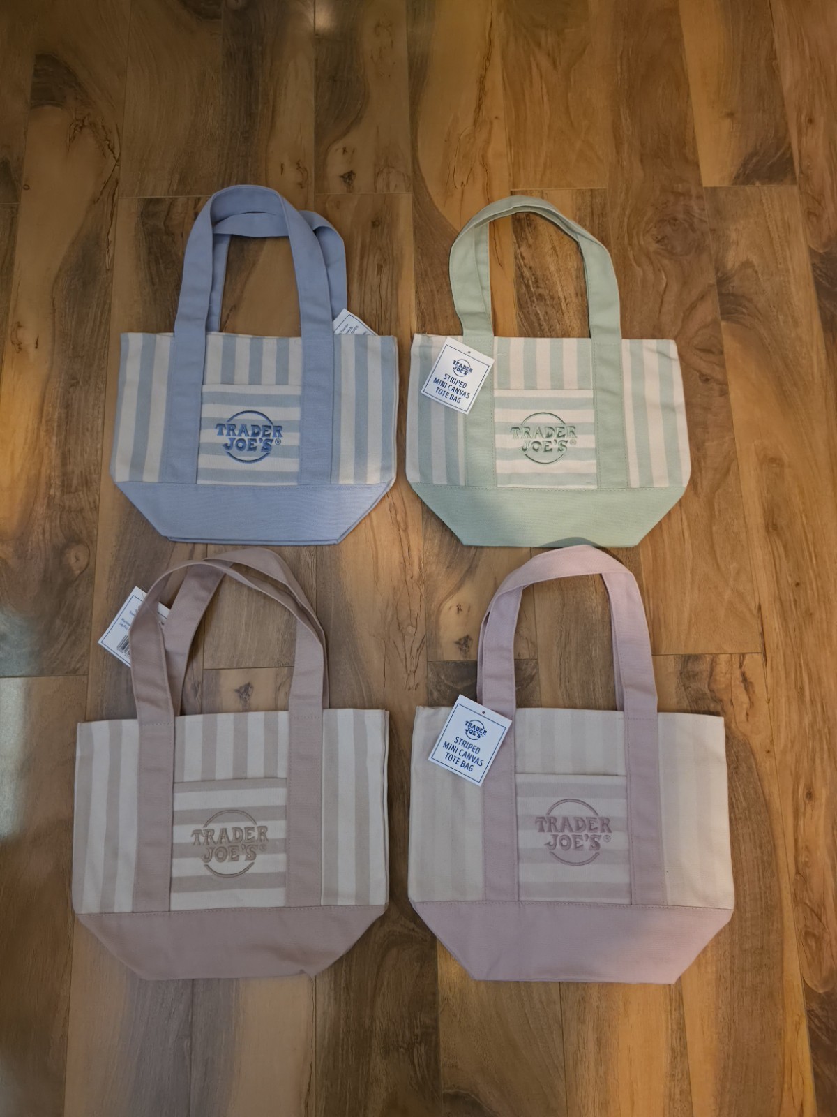 Trader Joe's Striped Canvas Mini Tote Bag Set 4 Colors Summer 2026 Limited gallery