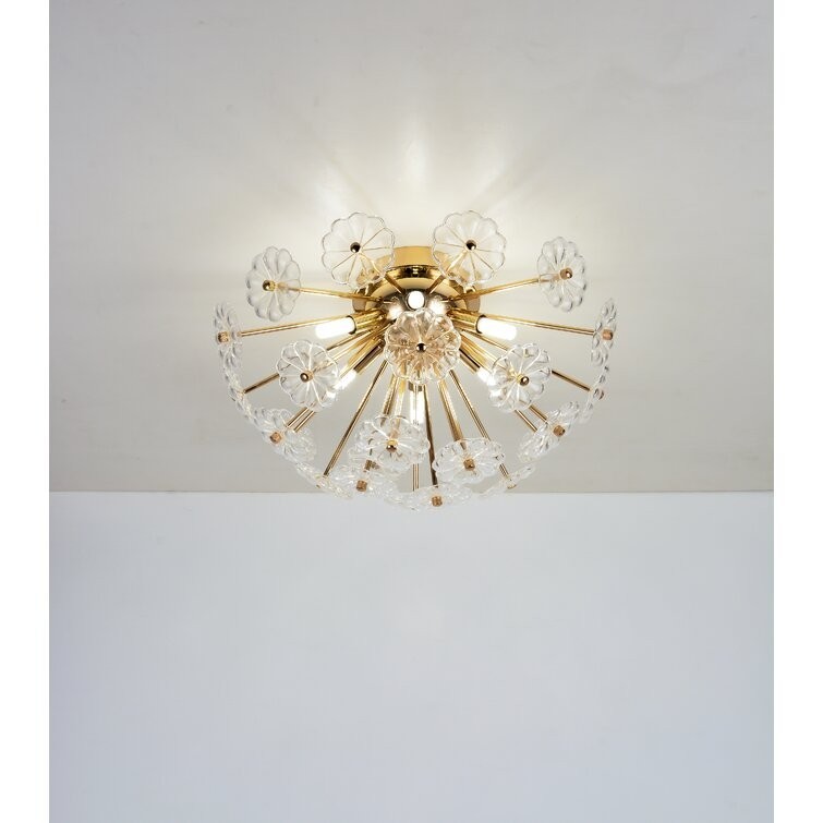 Gold Crystal Flush Mount Ceiling Lamp Light for Bedroom Dining Room gallery