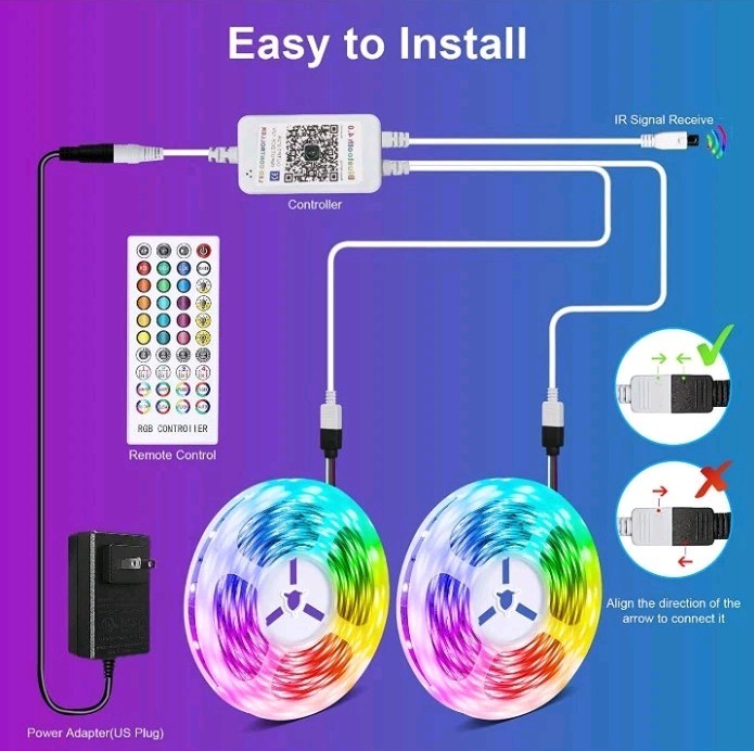 YORMICK 33ft Waterproof LED RGB Strip Lights gallery