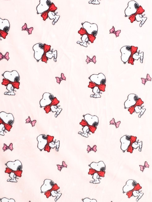 Peanuts Snoopy Red Holiday Bows Plush Throw Blanket 60" X 70" Blush Pink gallery
