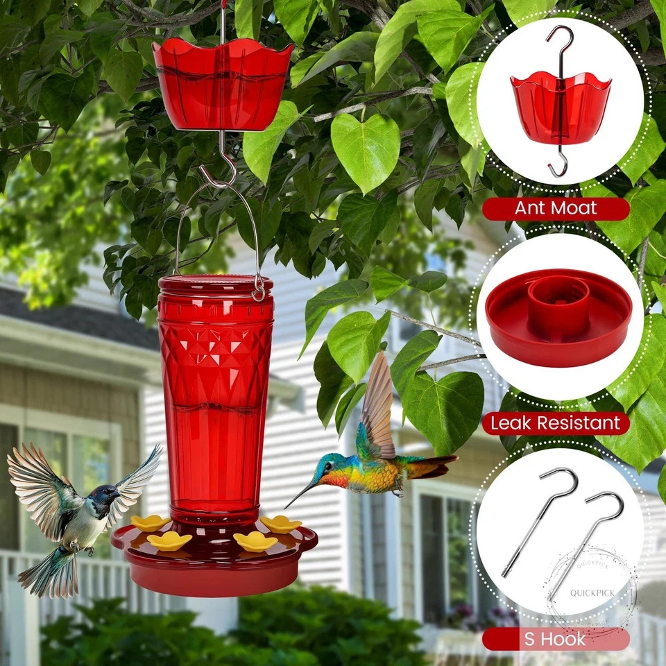 Hummingbird Feeder-16 Ounces，6 Feeding Ports Glass Hummingbird feeders for Outdo gallery