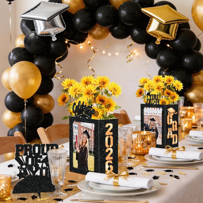 10PCS Graduation Table Centerpiece Boxes 2026 Photo Display With String Lights gallery