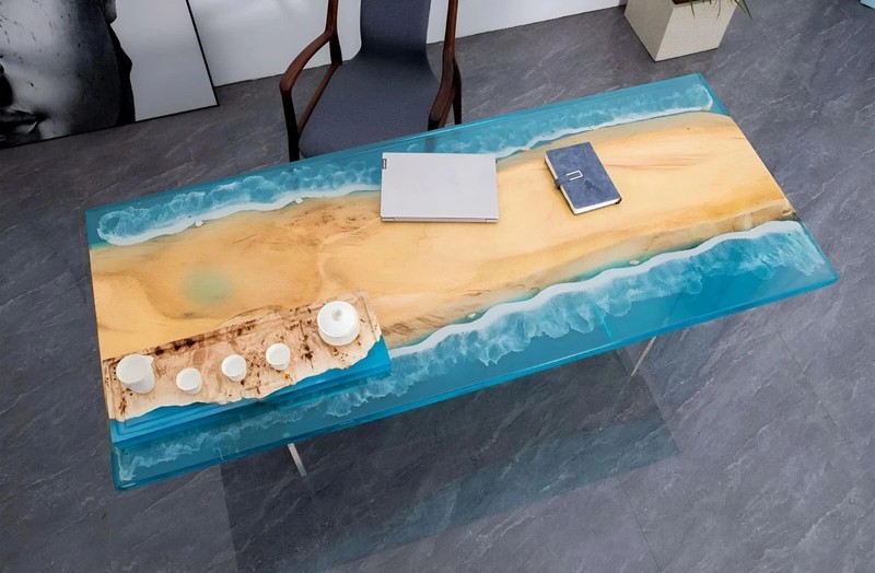 Live Edge Epoxy River Table Top 60x36 Ocean Resin Custom Coffee gallery