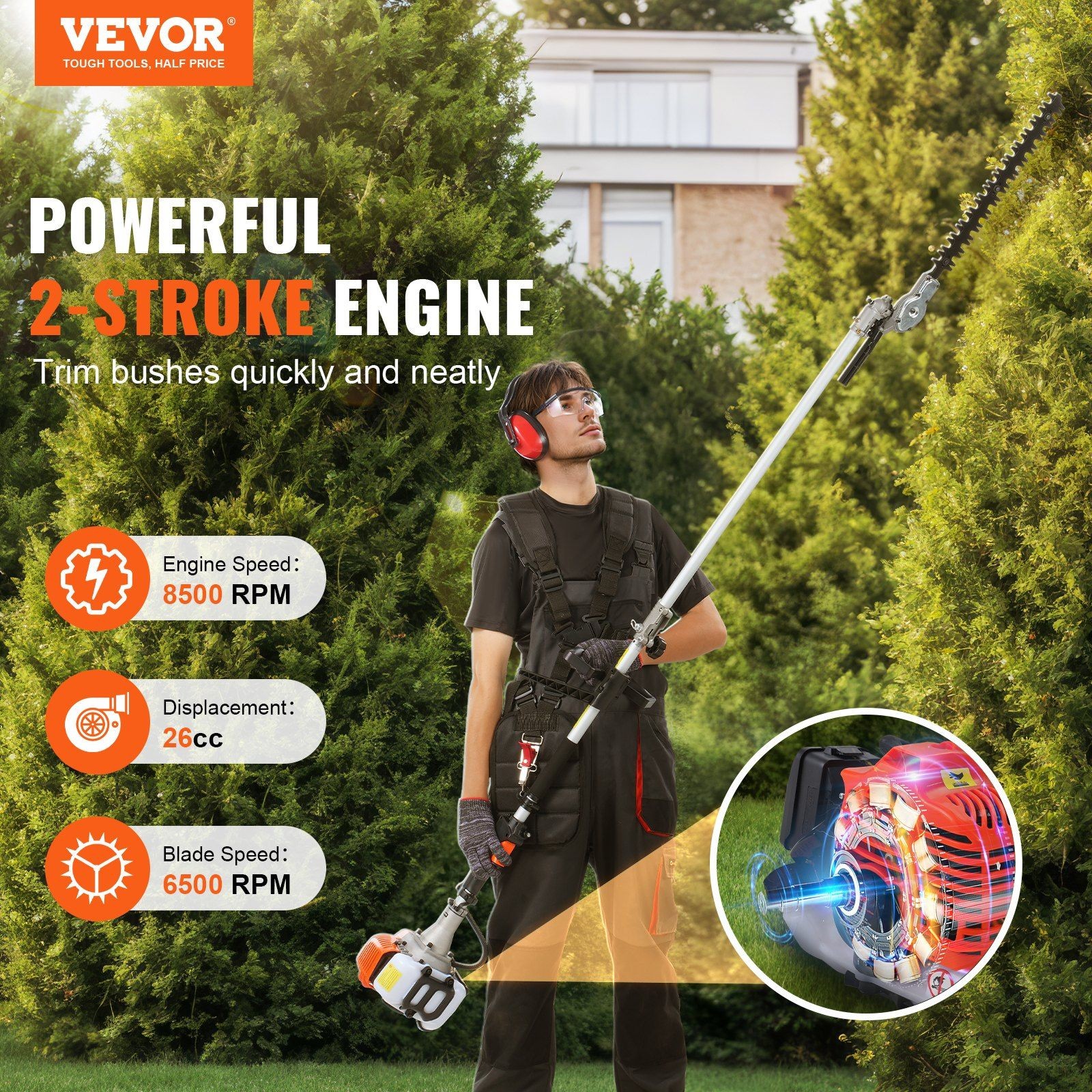 26CC 6-in-1 Complete Trimmer, Gas Powered String Hedge Edger Combo gallery