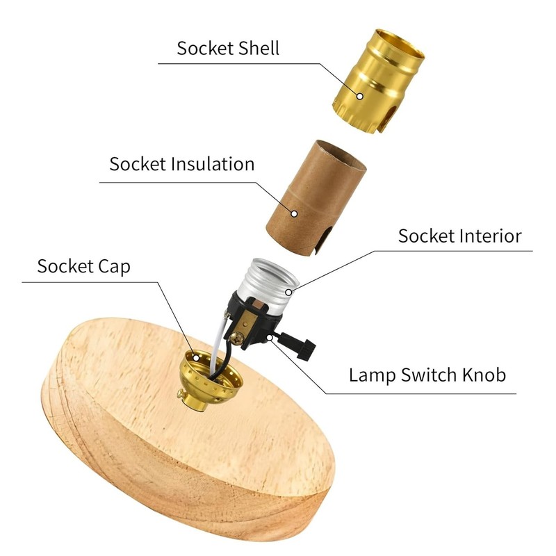 Lamp Socket Replacement, Threaded Base Light Socket DIY, 3-Way Turn Switch Knob gallery