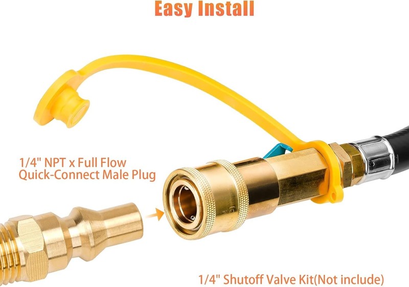 Brass Quick Connect Fitting with Full Flow Male Plug - RV BBQ Essential gallery