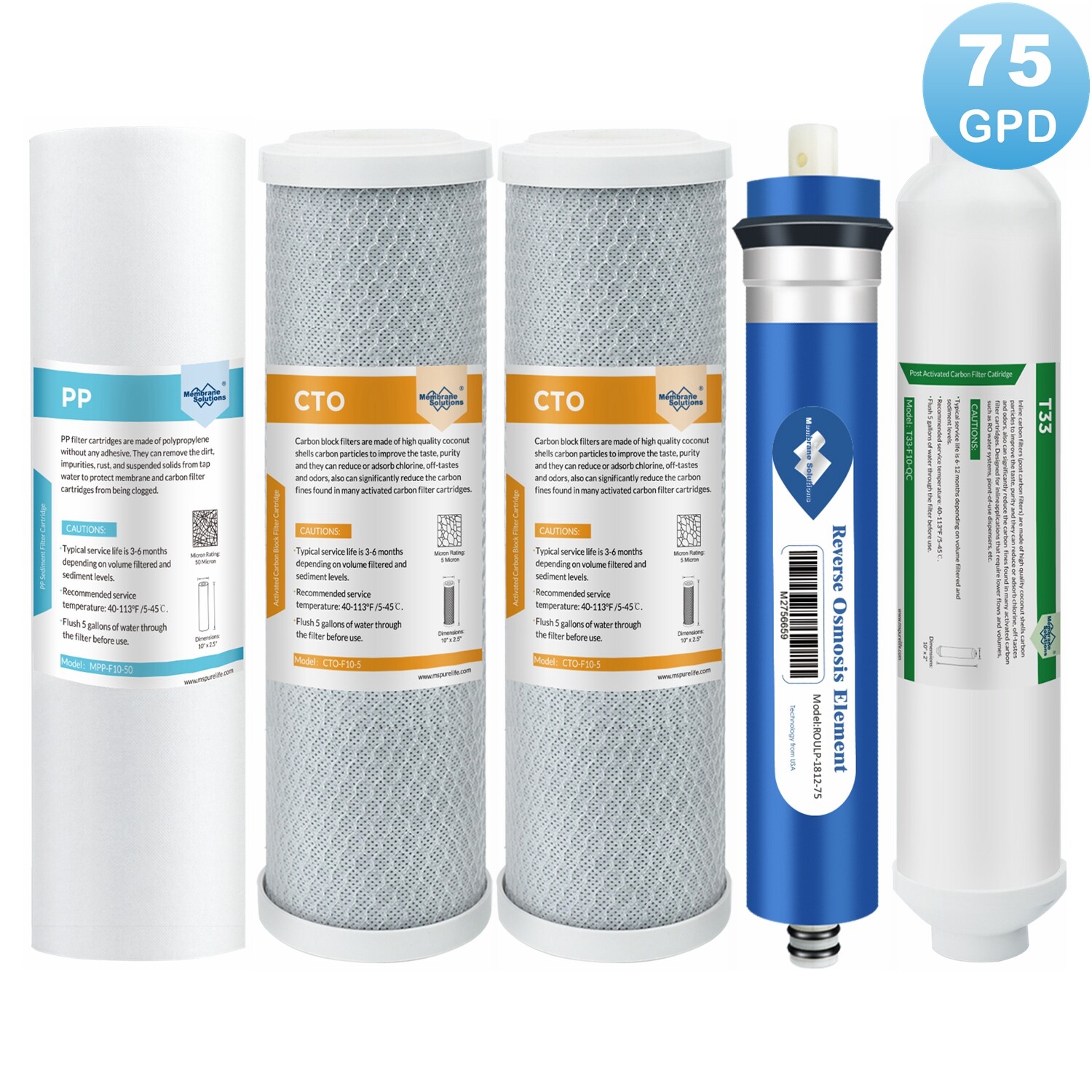 75 GPD RO Water Filter Replacement for APEC 5/6/7 Stage Reverse Osmosis System gallery