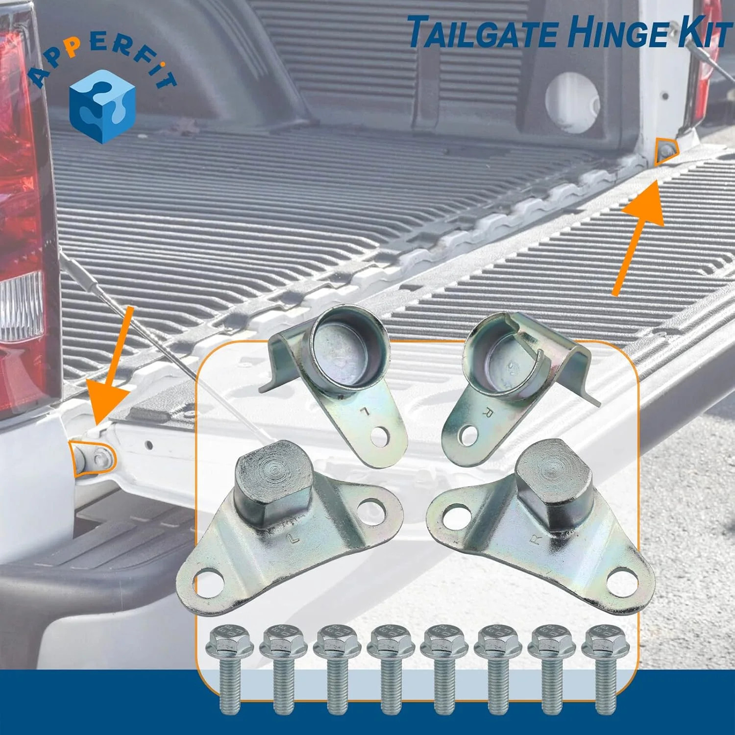 Tailgate Hinge Kit w/Bolts for Rear Tail gate Door Panel Compatible with 1999-20 gallery