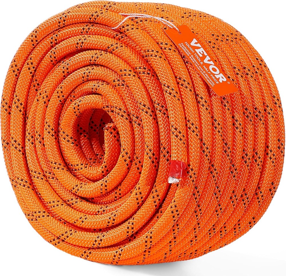 VEVOR Double Braided Polyester Rope, 1/2 in x 120 Inch x 120 FT, Orange