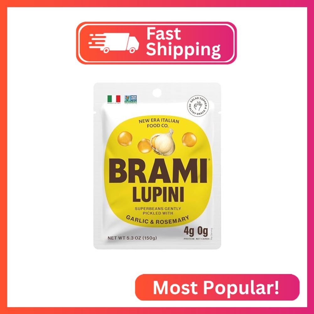 BRAMI Lupini Beans Snack, Garlic & Rosemary, 7g Plant Based Protein, 0g Net Carb gallery