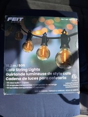 Feit Electric 50′ LED Cafe String Light New In The Box Indoor/Outdoor