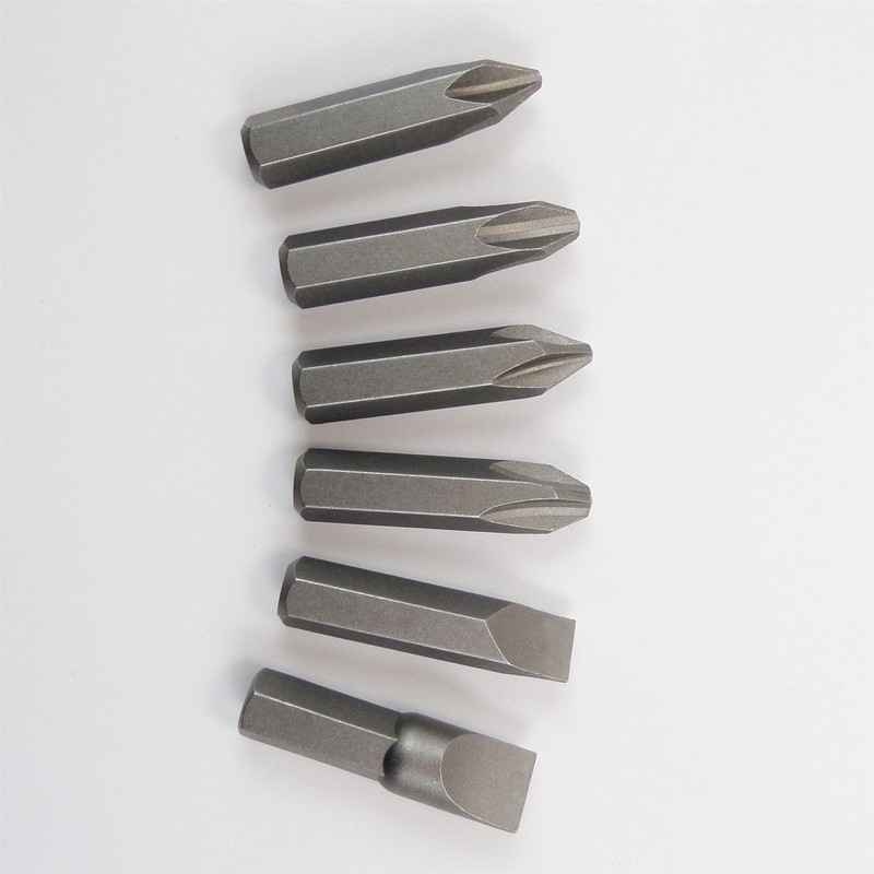 6 pc Impact Driver Bits Phillips #2 #3 Slotted Flat 3/8" 5/16" Hex Shank Hammer gallery