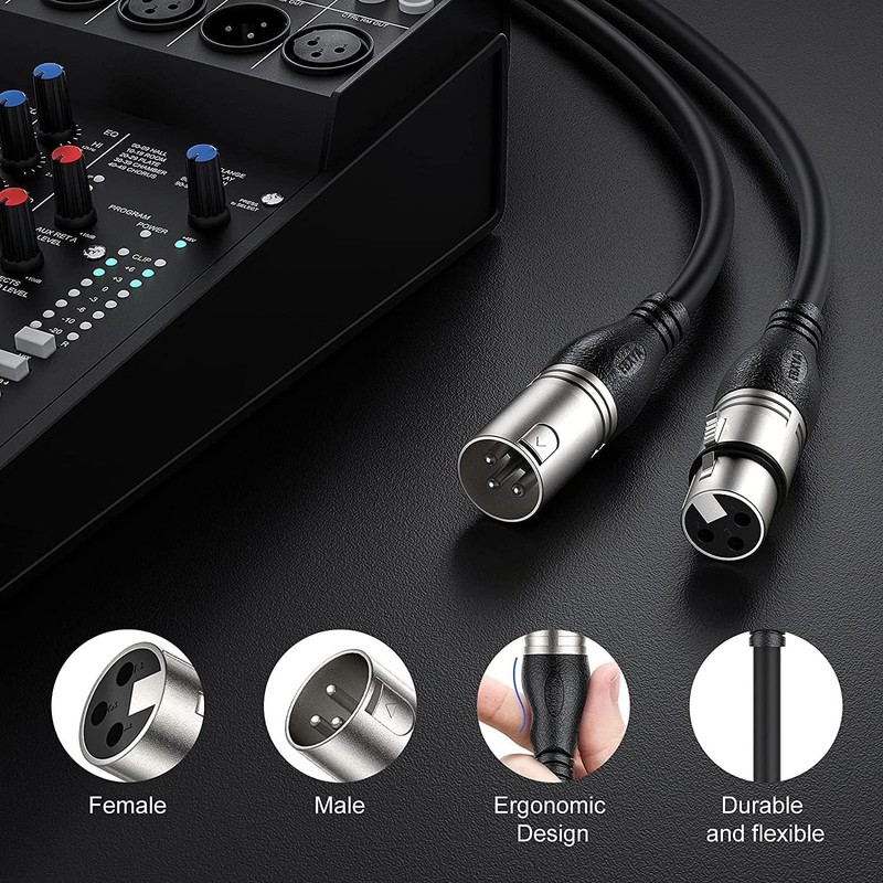 XLR Cables 50Ft 2 Pack, XLR Microphone Cable 50 Feet, Balanced Gold-Plated 3-Pin gallery