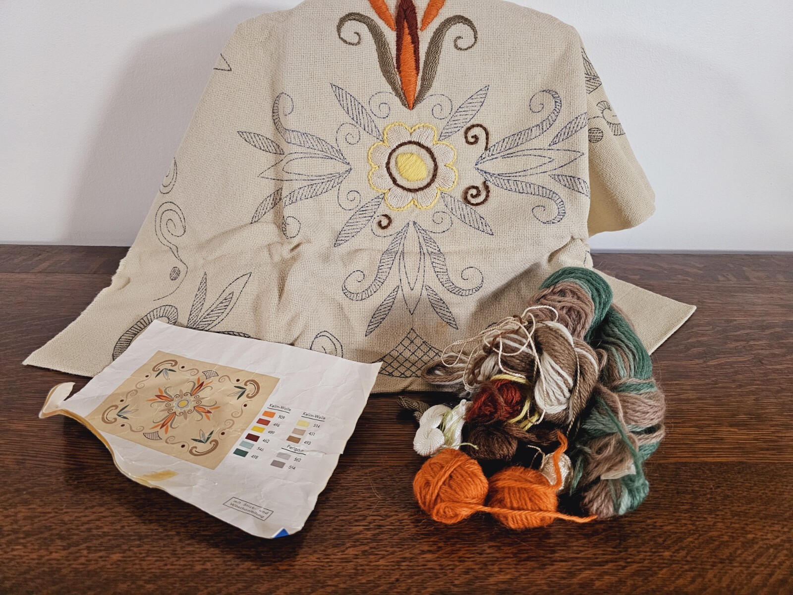 Vintage Pillow Embroidery Kit, Partially Finished German Pillow Cover, 50x65cm gallery