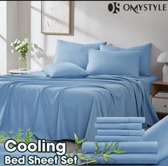 2000 Count 6-Piece Ocean Blue Solid Rayon from Bamboo King Sheet
