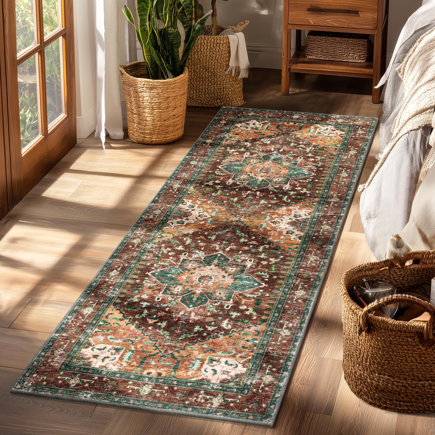 Yamaziot Washable Runner Rug, 2x6 NonSlip Boho Vintage Hallway Rug Runner wit... gallery