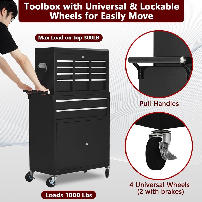 8-Drawer Rolling Tool Chest with Wheels, Heavy Duty Detachable Tool Box Cabinet gallery
