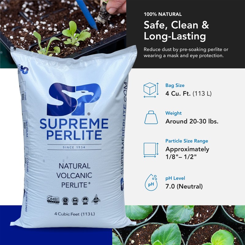 Supreme Perlite Coarse Horticultural Perlite for Potting Soil Mixes, 4 Cu Ft Bag gallery