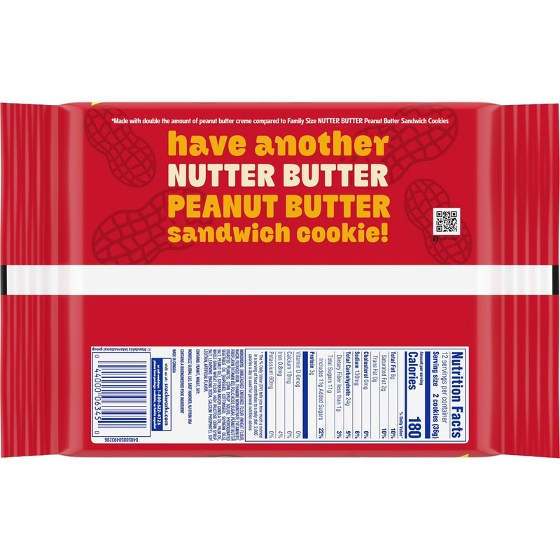 NUTTER BUTTER Double Nutty Peanut Butter Sandwich Cookies Family Size, 15.27 oz. gallery