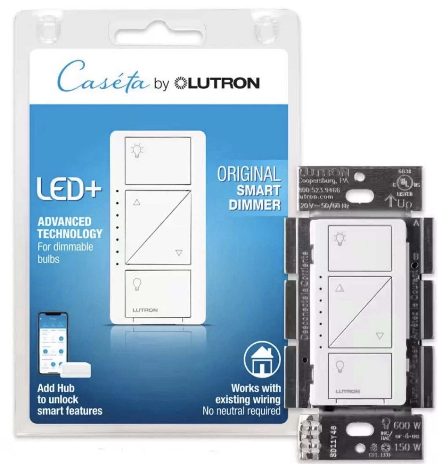 Lutron PD-6WCL-WH-R Lighting Dimmer White - New From Open Box Kit - Low Shipping gallery