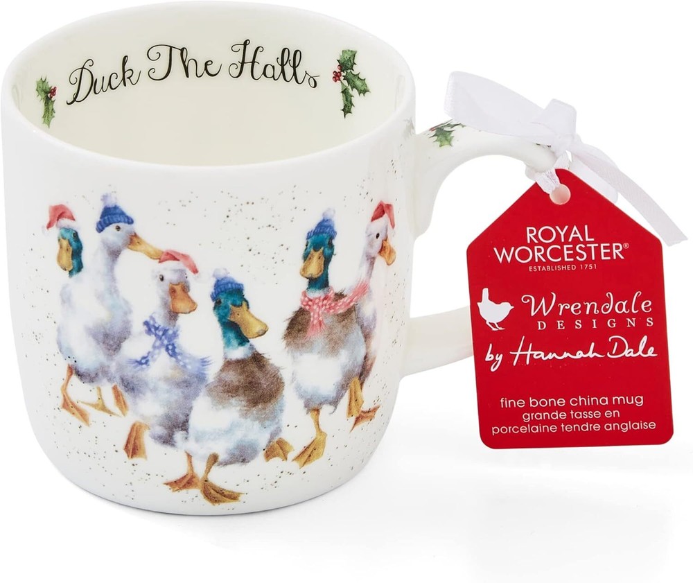 Royal Worcester Wrendale Designs Bone China 14 oz. Mug - Duck The Halls (Ducks)