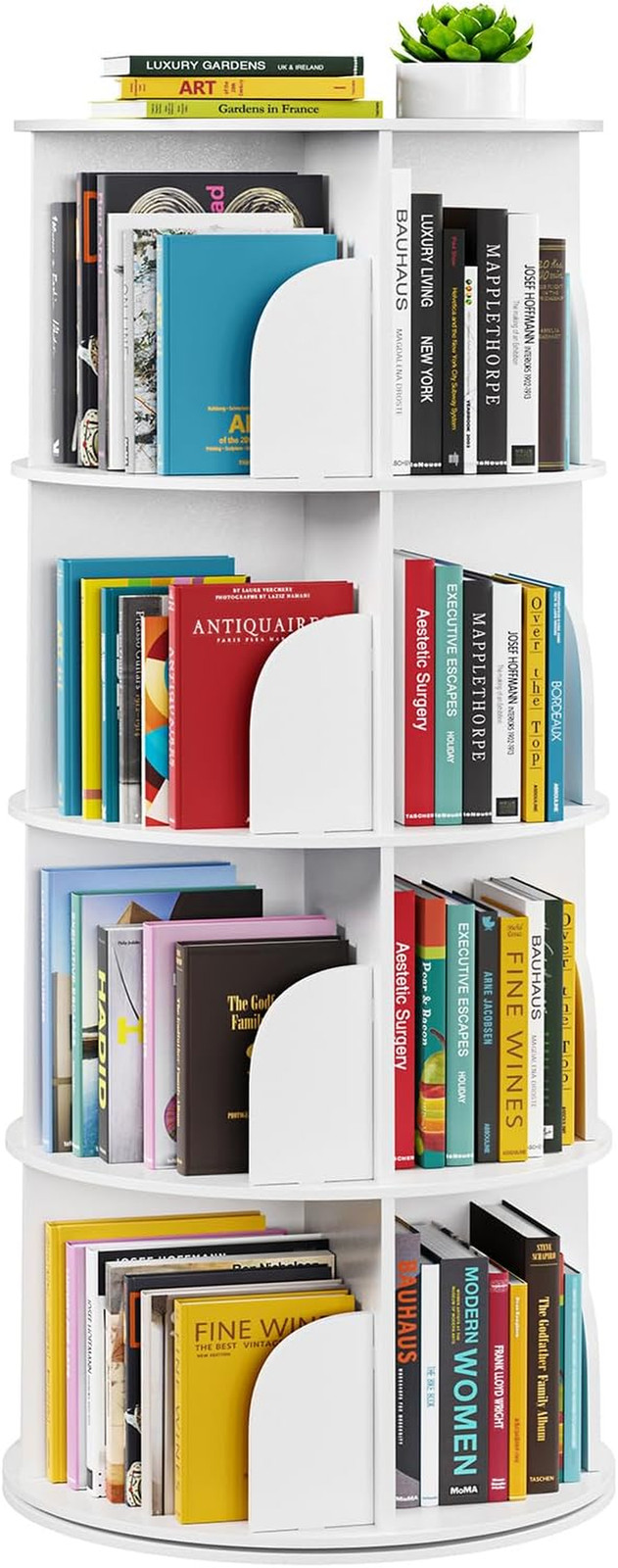 SpaceAid 4 Tier Rotating Bookshelf Tower, Spinning Bookcase Lazy Susan, Revolvin gallery