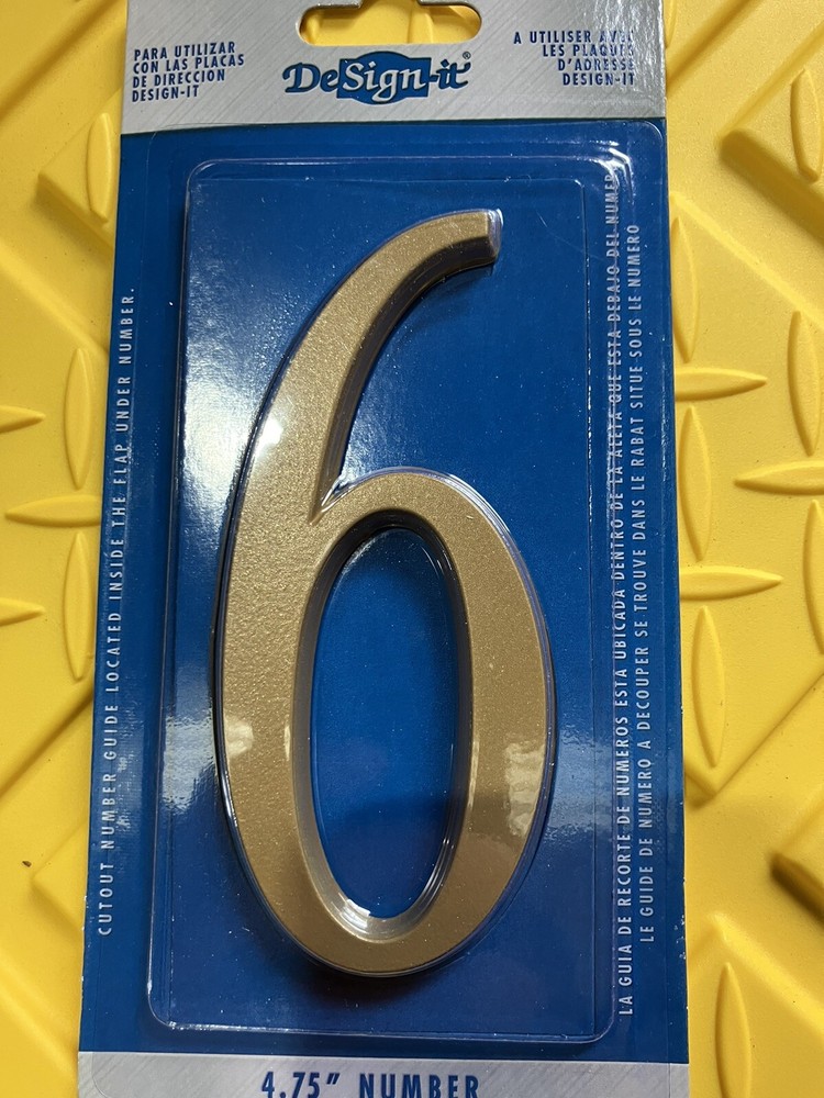 (WhiteHall) DeSign-it ADDRESS PLAQUE #6 SATIN BRASS 4.75"