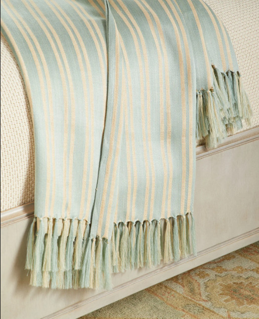 RALPH LAUREN "CONSTANTINA BRETTON STRIPE" TEAL THROW BLANKET 54" X 72" NIP $285 gallery