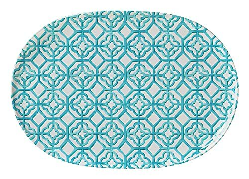 Merritt - Melamine Serving Tray - Turquoise Trellis - 17" x 12" gallery