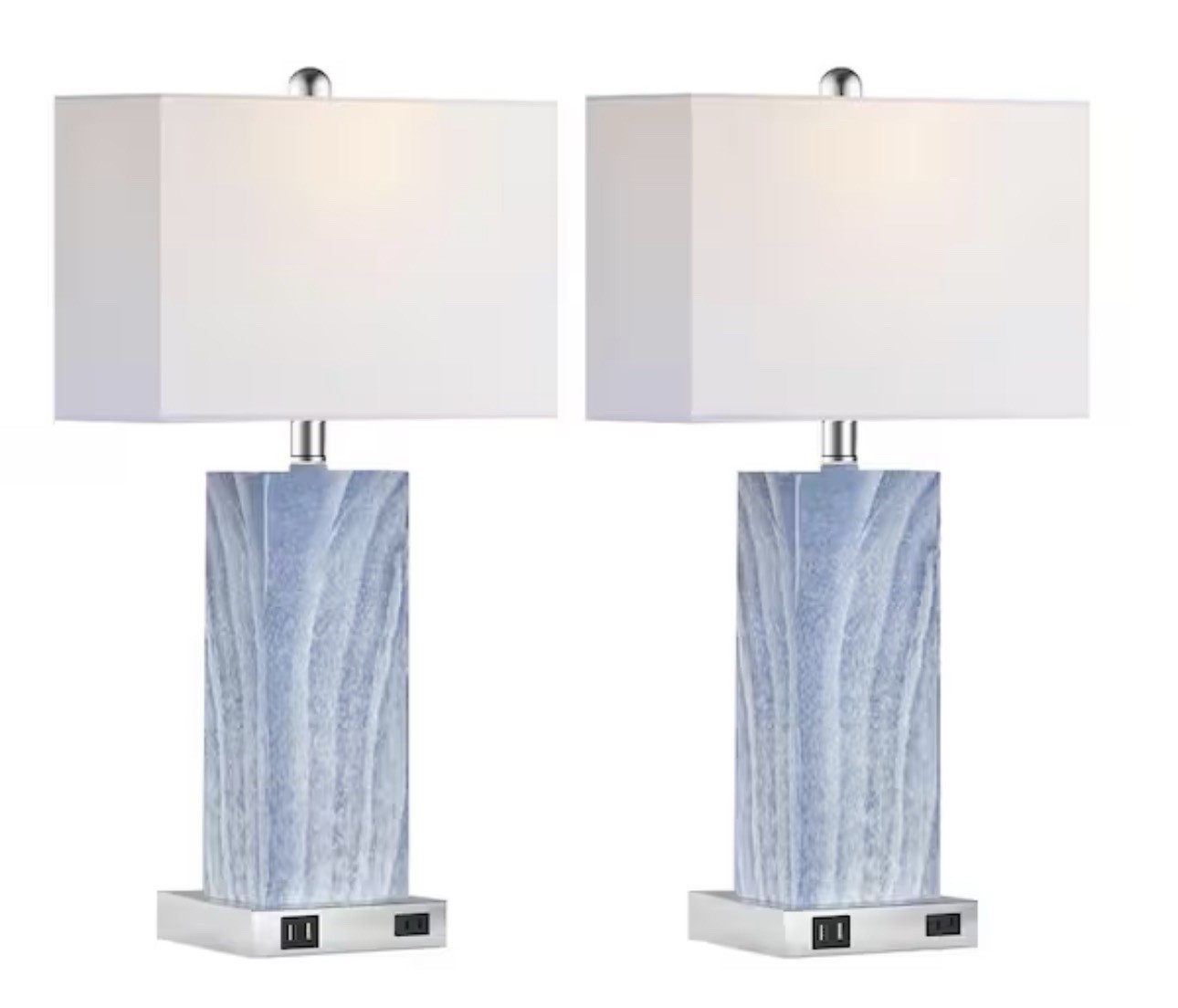 25 In. Blue Touch Control Table Lamps (Set of 2), Bedside Lamp/2-Usb Ports 1-AC gallery