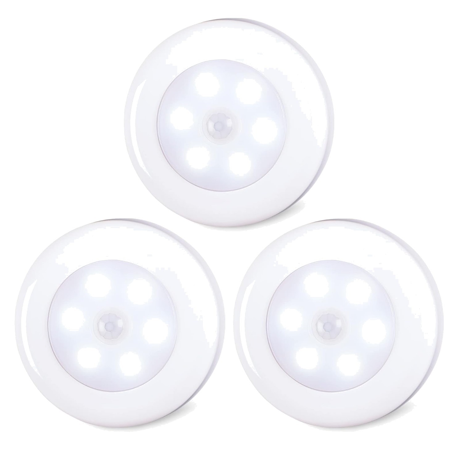 3-Pack 2.8” Motion Sensor LED Puck Lights - Battery Operated & Easy Install gallery