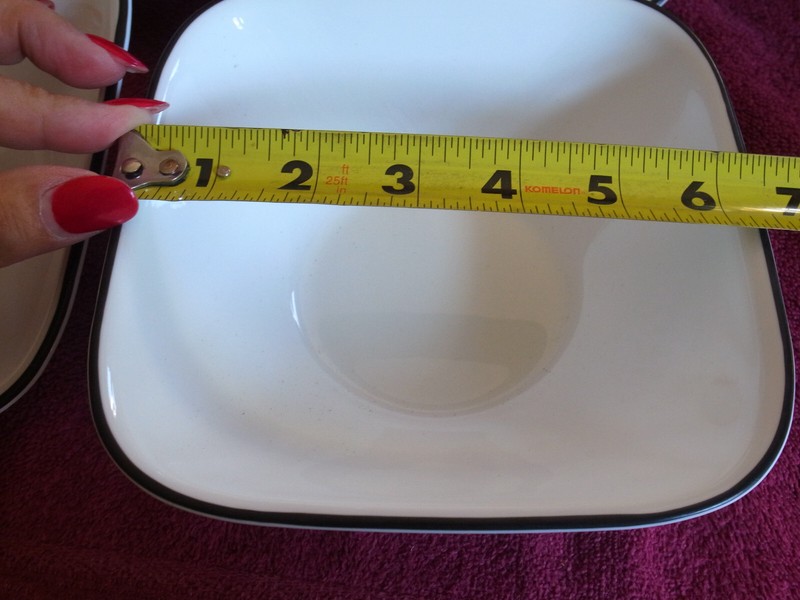 4 Corning Corelle SQUARE Simple Lines 6.25" Black Rim Soup Ceral Bowls-12 Avail gallery