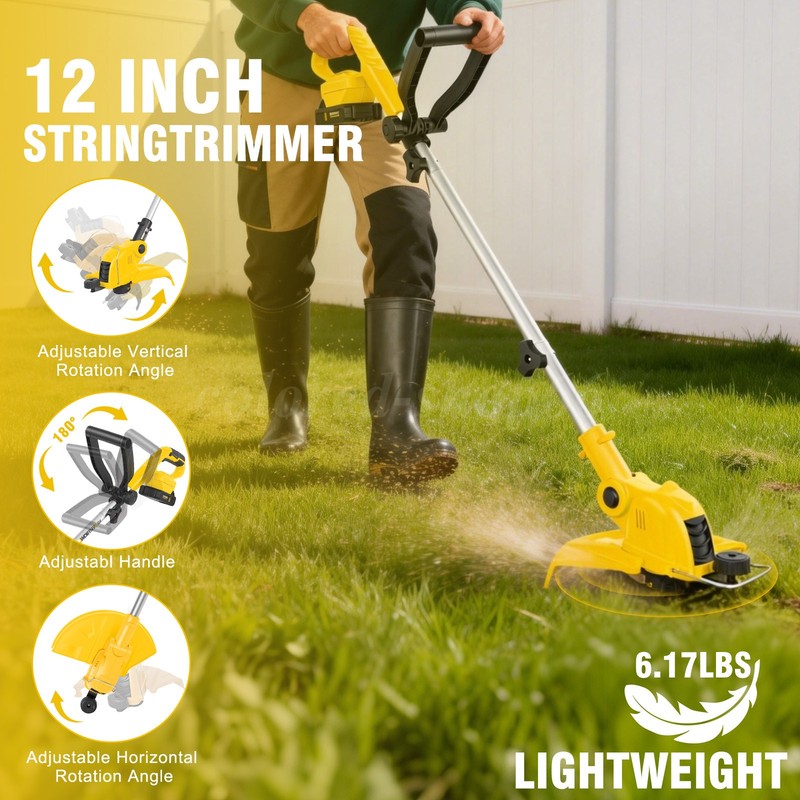 2-IN-1 Electric Cordless Grass String Trimmer Lawn Edger Weed Wacker Cutter USA gallery