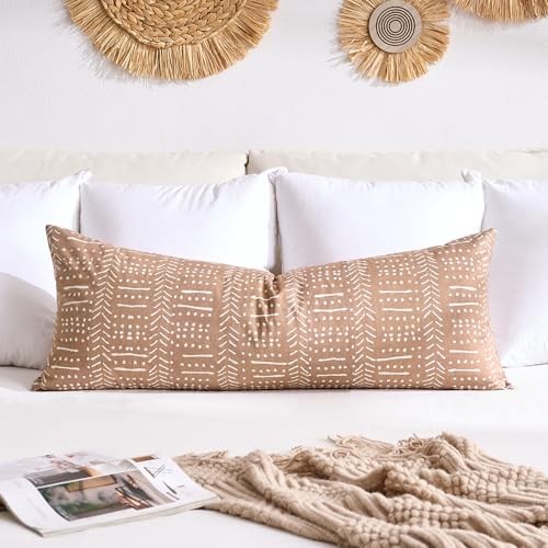 Boho Body Pillows Covers Decorative Long Lumbar 54" x 20" (Pack of 1) Brown gallery